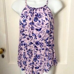 GAP Sleeveless Pink and Purple Floral, Flowy Camisole.  Size XS